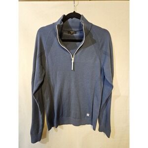 Reiss Golf Men's Wool Blend 1/4 Zip S/S Sweater Shirt Blue • Small